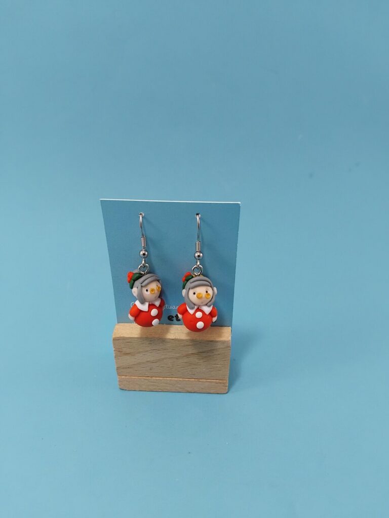 boucles d'oreilles mères Noël en pâte FIMO