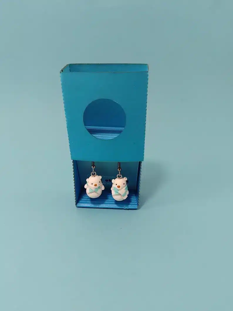 boucles d'oreilles ours polaires en pâte FIMO