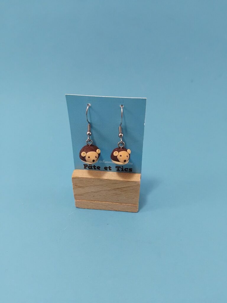 boucles d'oreilles hérissons en pâte FIMO