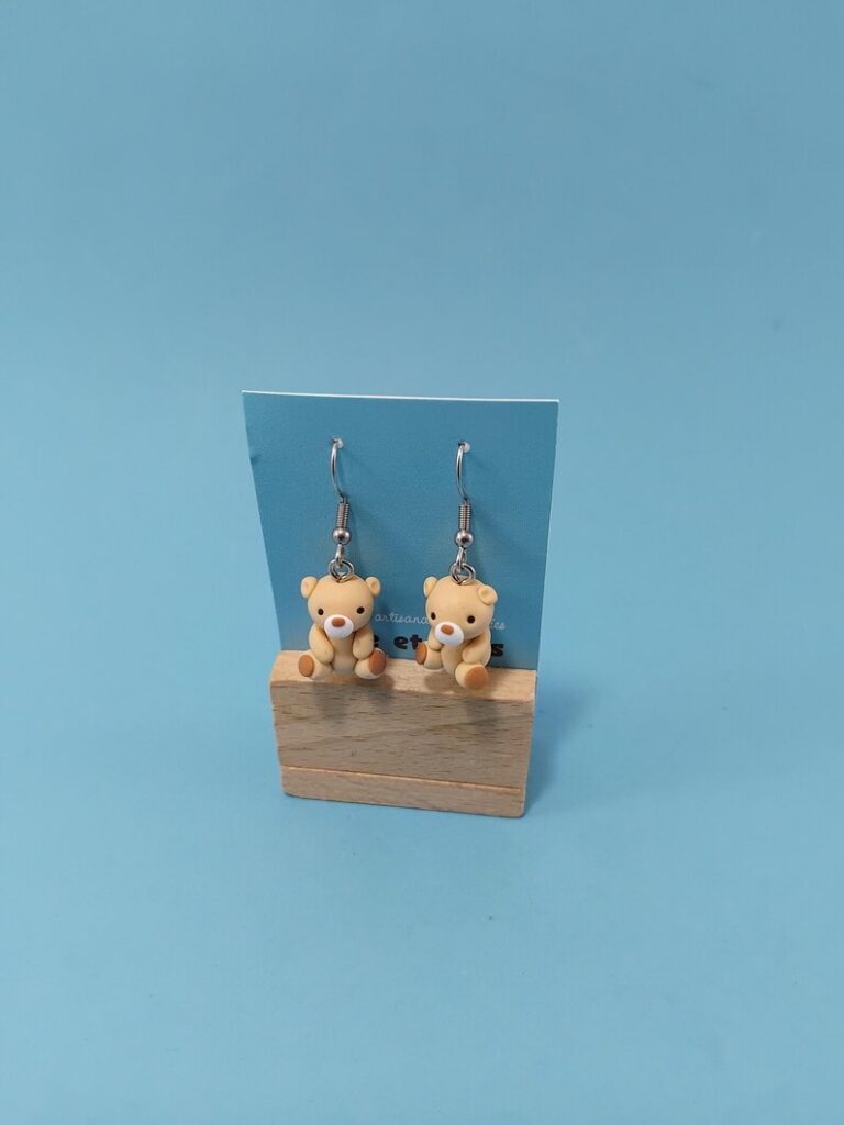 boucles d'oreilles oursons en pâte FIMO